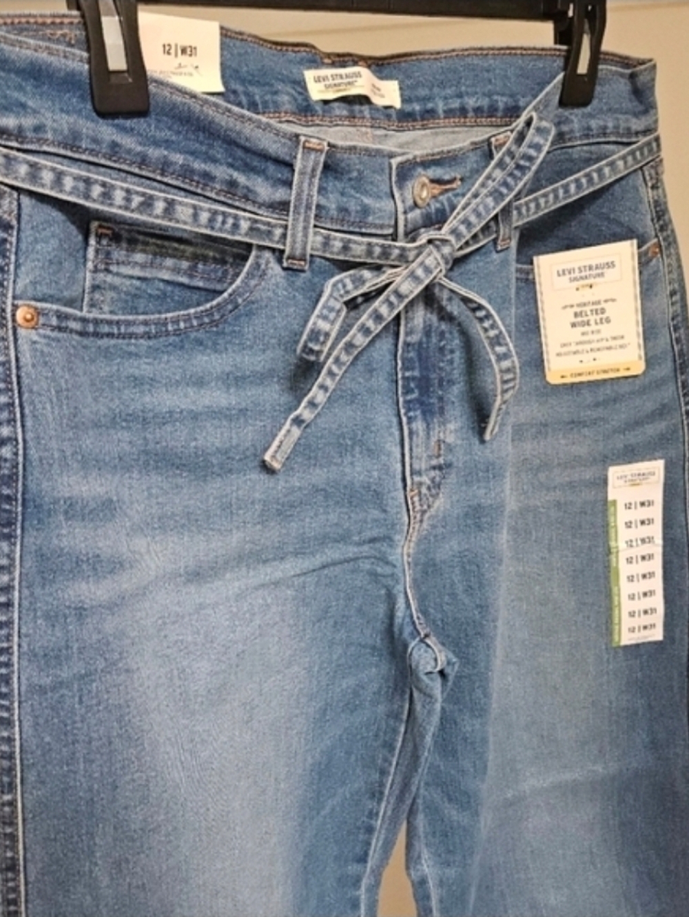 73 LEVI'S STRAUSS SIGNATURE HERITAGE BELTED WIDE LEG MID RISE JEANS 12/31 - Picture 5 of 6